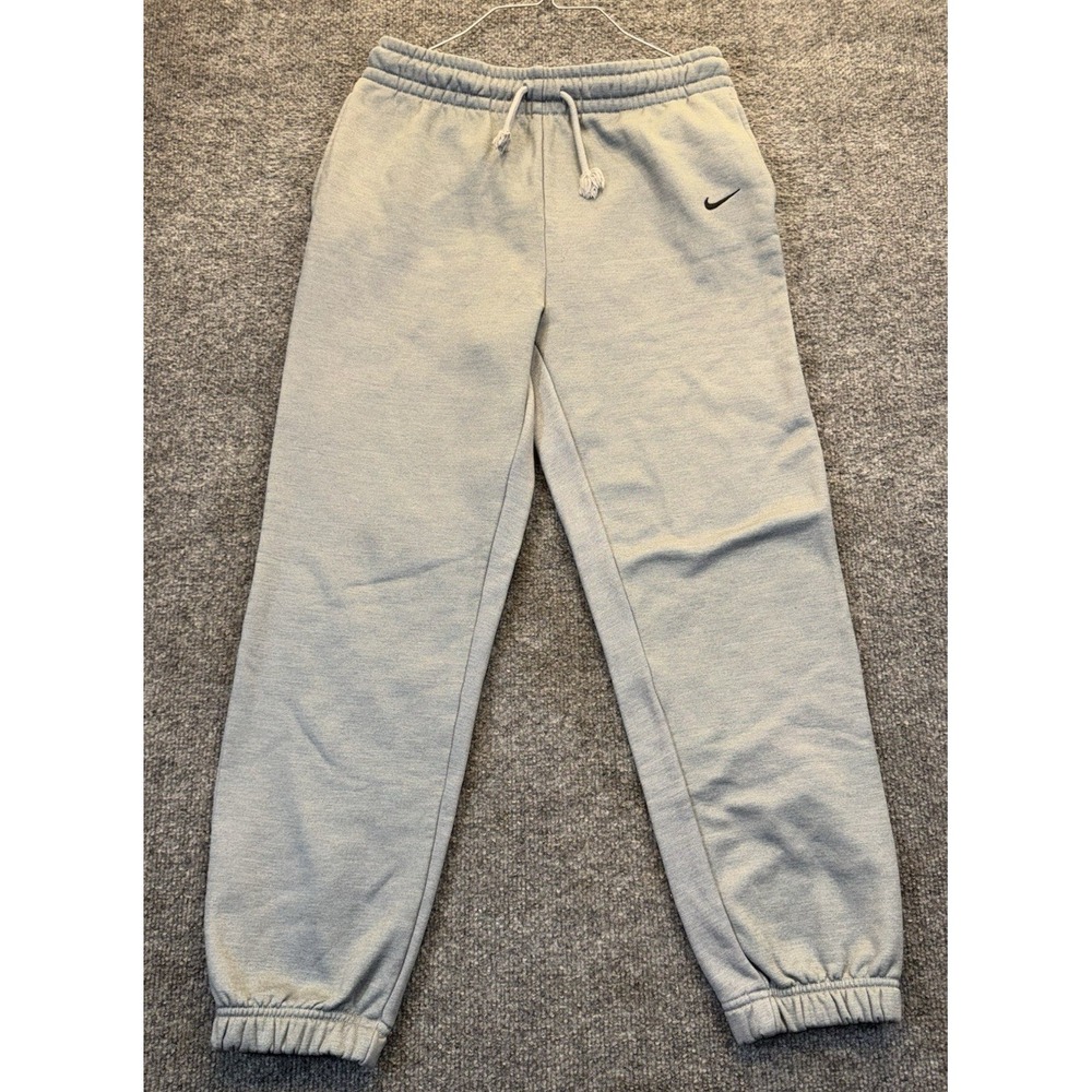 Nike Therma-FIT Women's Small Gray Fleece Jogger Sweatpants Swoosh Drawstring